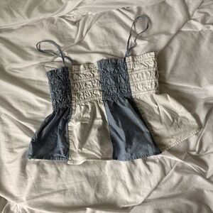 american eagle blue and white striped crop top scrunch top medium